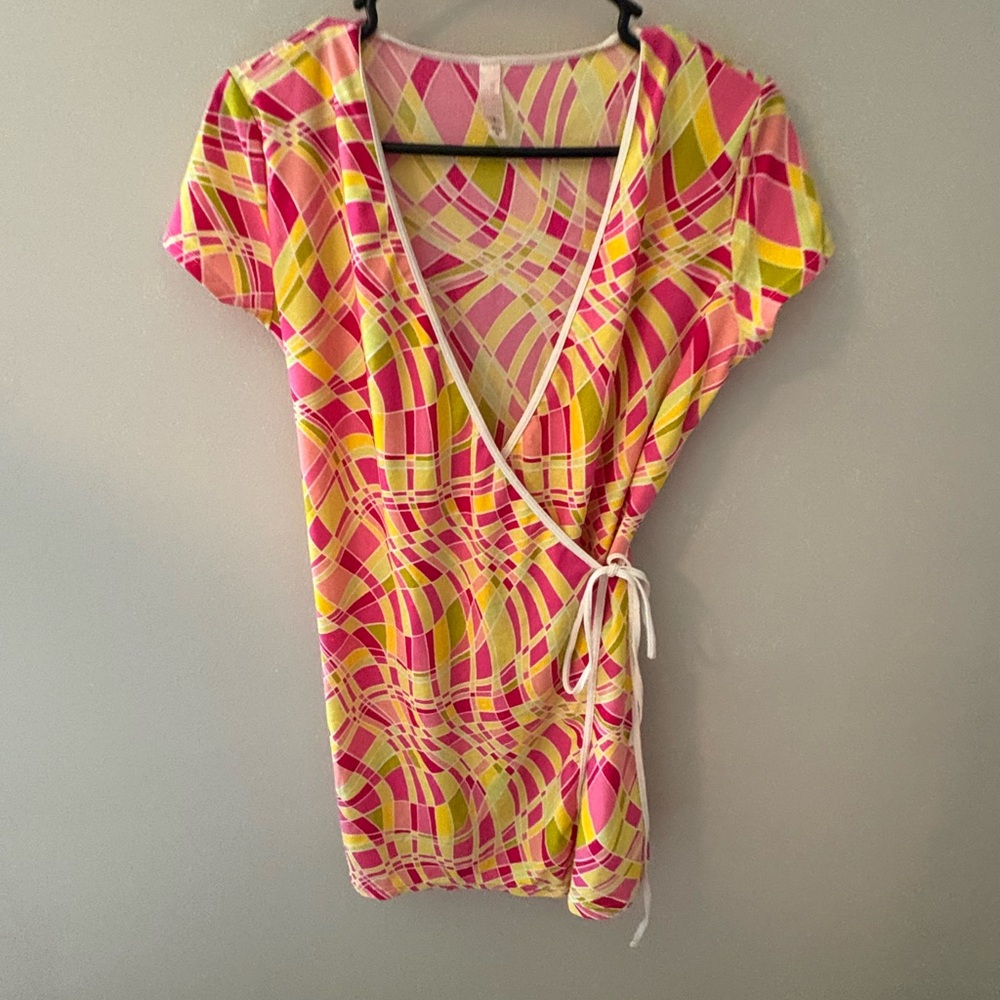 Victoria's Secret Pink and Yellow Geometric Wrap Dress
